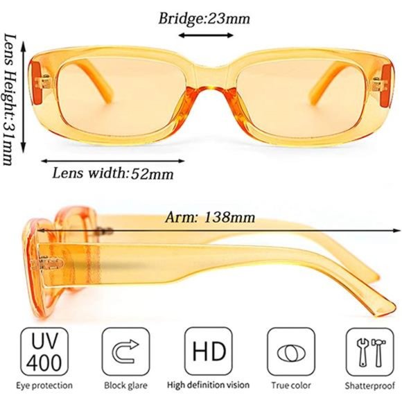 4 Pack Retro Sunglasses Vintage Sunglasses Small Square Rectangle 90s Glasses - Picture 3 of 7